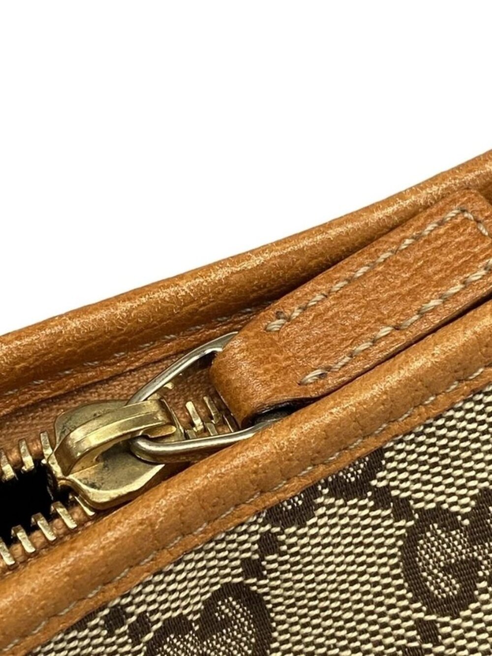 GUCCI GG Pattern, Abbey 130939 Beige Dark Brown Brown Jacquard Leather Handbag - Picture 9 of 16